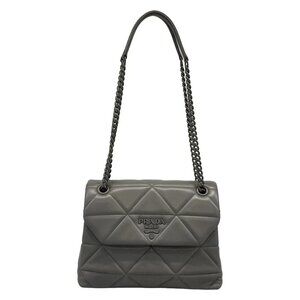 Auth PRADA Spectrum 1BD232 Gray Nappa Leather - Shoulder Bag